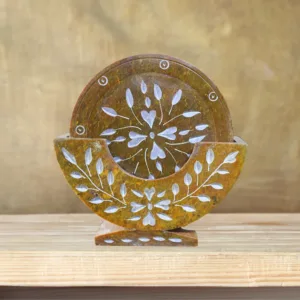 Yellow Stone Coasters Set of 4 with Stand